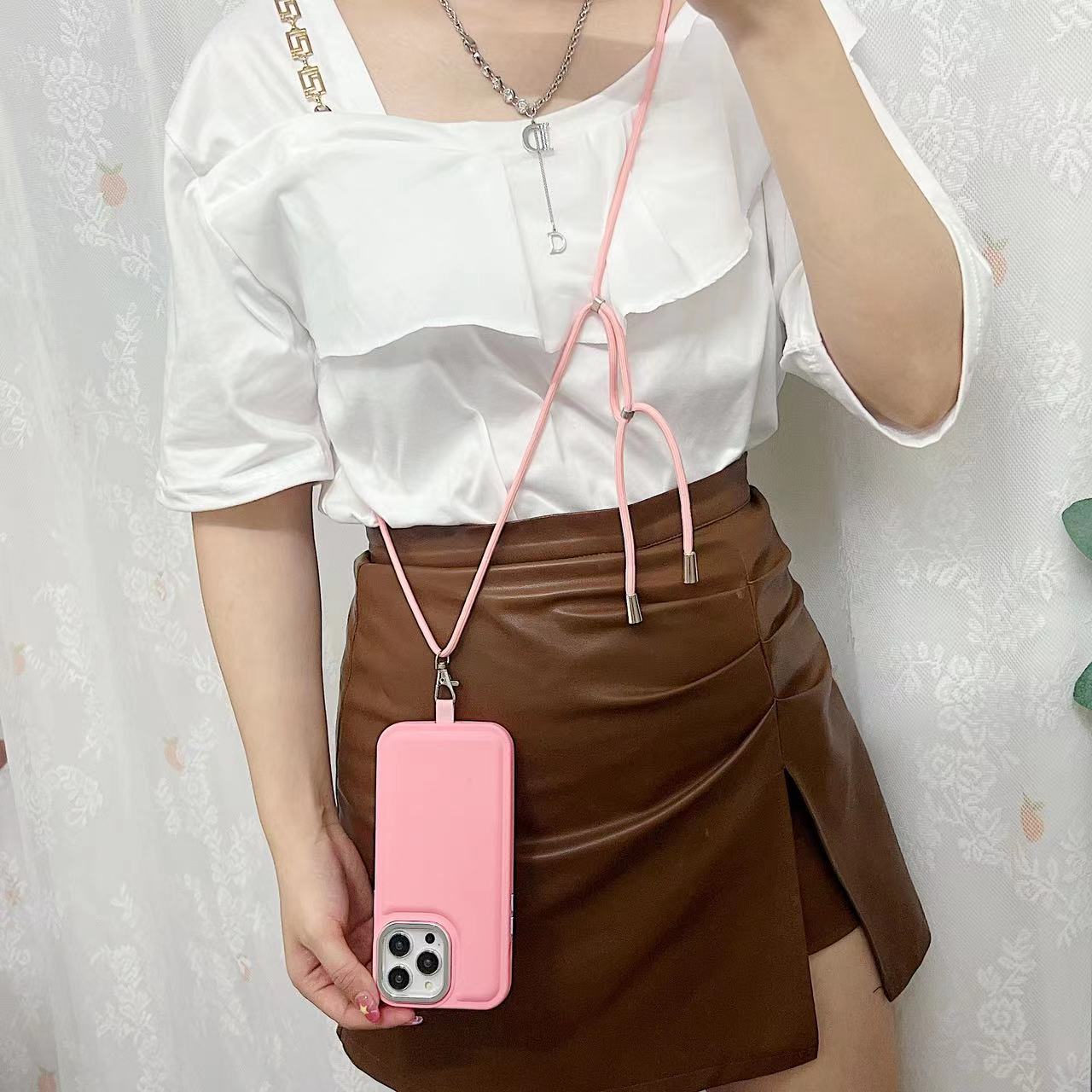 彩色手机挂绳可调节长短可拆卸手机挂绳垫片万能手机挂绳斜挎防丢挂脖绳工作证挂绳详情8