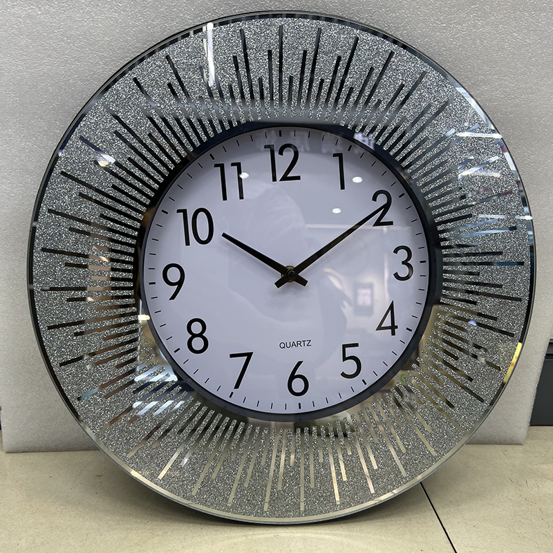 Wall Clock Simple Fashion Mirror Round Home Wall Hanging Clock Living Room Nordic Style Silent Clock Personality Amazon Watch Wholesale Manufacturers Can Customize Logo Pattern Mirror Wall Clock