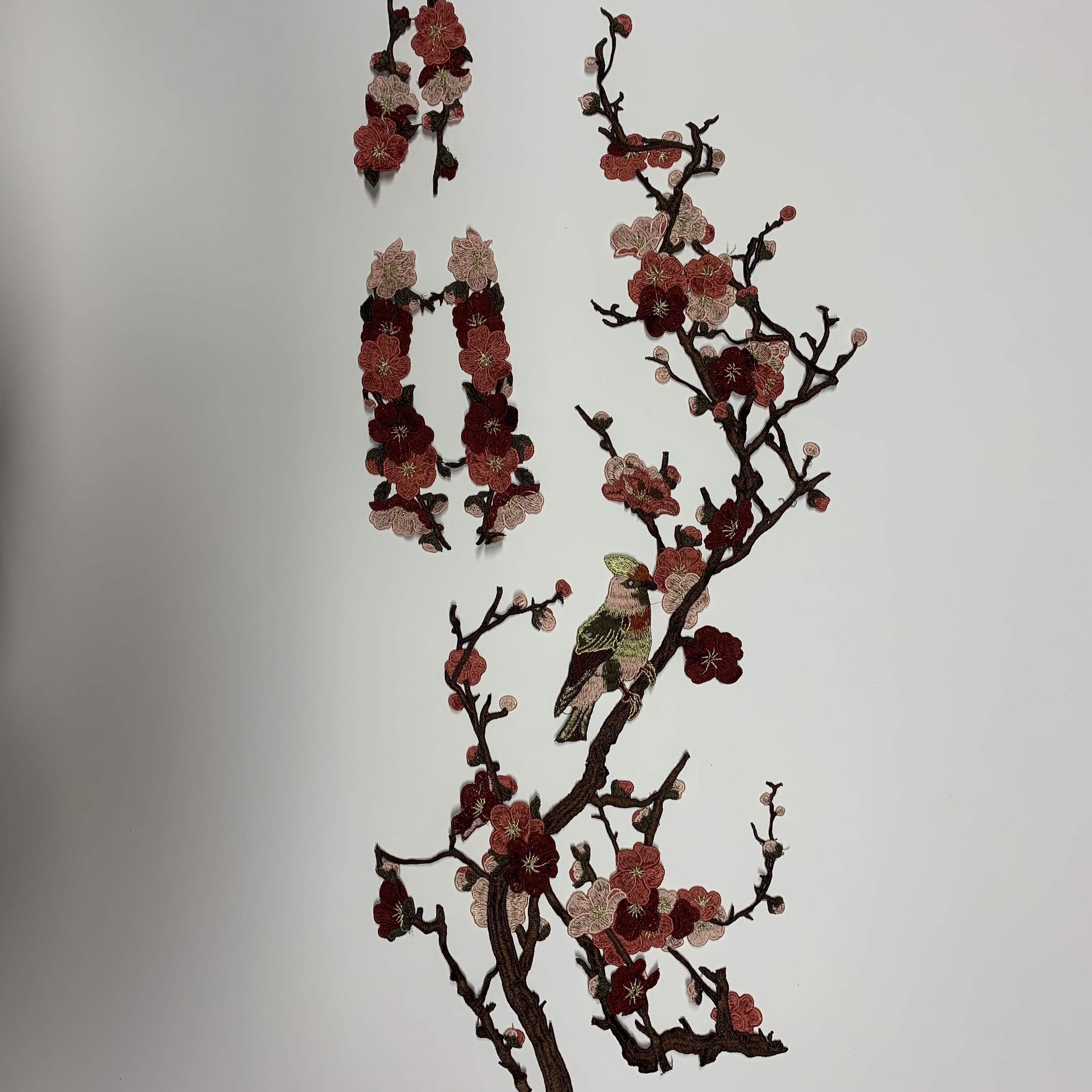 Chinese-style plum blossom and bird embroidery patchwork for cheongsam and Hanfu decoration pic 3