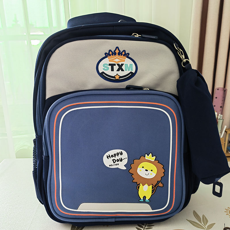 New cartoon primary school student backpack male and female cartoon cute double shoulder backpack to reduce the burden of children's schoolbag set. thumbnail