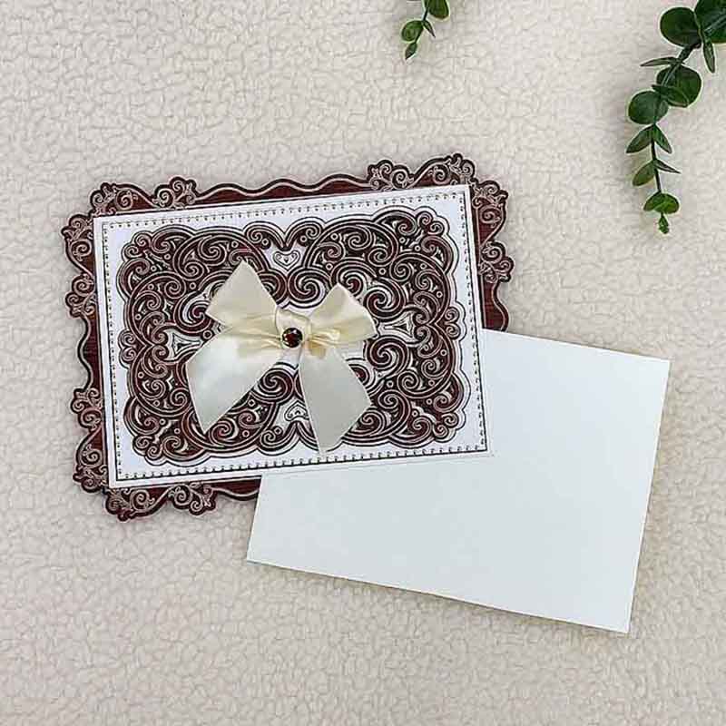 Foreign Trade For Wholesale Middle East Africa Elegant Rectangular Laser Hollowed Out Wooden Invitations Invitations With Bow Envelope Customization Application Scenario