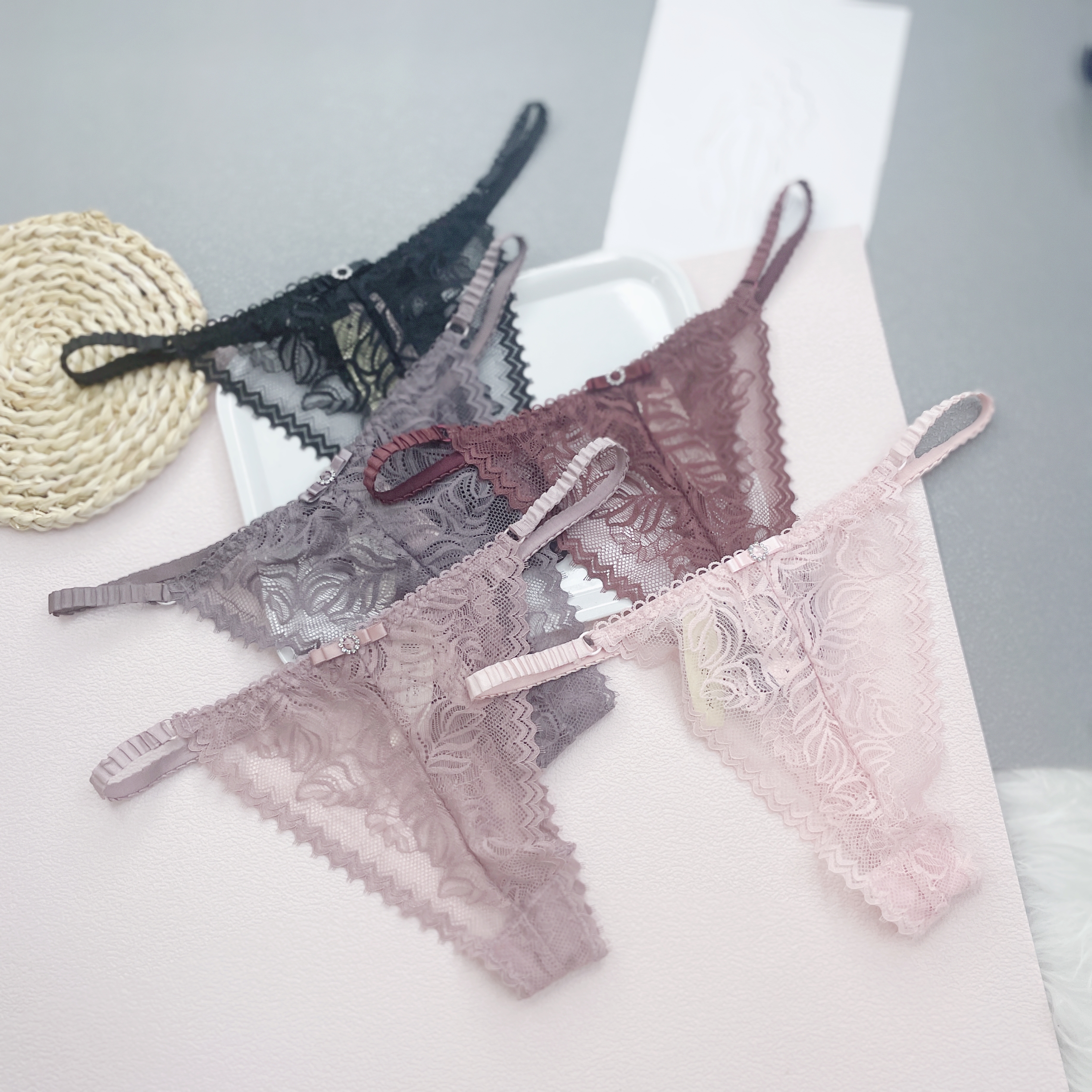 Magic box Mystery sexy lace thong women low waist perspective thin half bag hip triangle T pants thumbnail