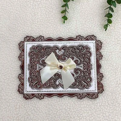 Foreign Trade For Wholesale Middle East Africa Elegant Rectangular Laser Hollowed Out Wooden Invitations Invitations With Bow Envelope Customization