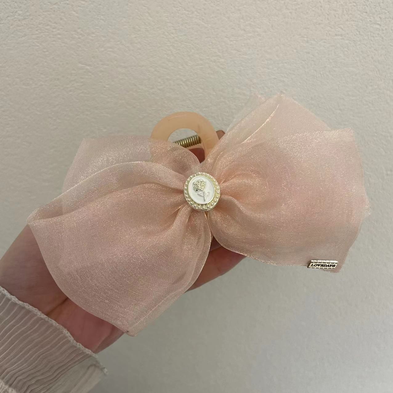 Homemade Sweet Super Fairy Bow Mesh Hairpin Female Back Hair Temperament Hairpin Grab Large Shark Clip Application Scenario