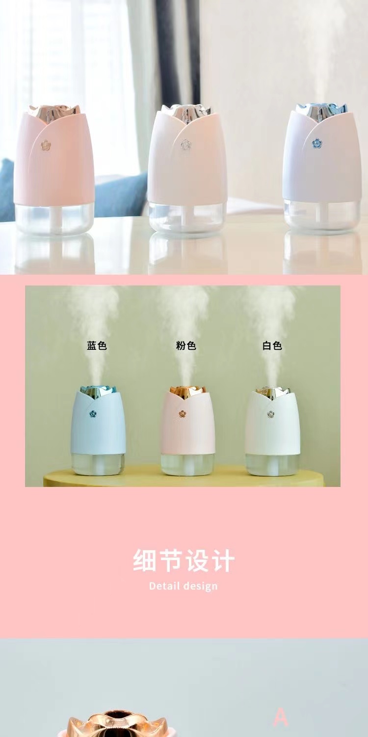 创意玫瑰USB迷你加湿器大喷雾静音雾化空气净化车载卧室保湿详情14
