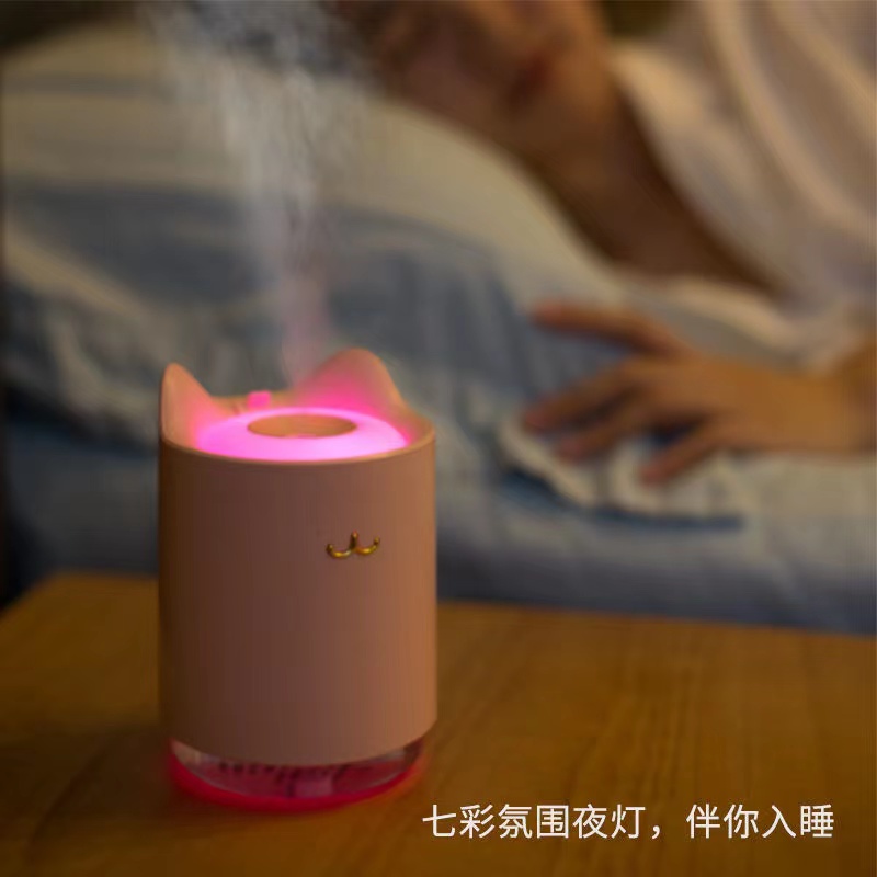 创意猫咪加湿器USB家用桌面静音补水将噪小型加湿器迷你氛围夜灯详情3