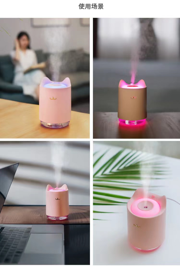 创意猫咪加湿器USB家用桌面静音补水将噪小型加湿器迷你氛围夜灯详情17