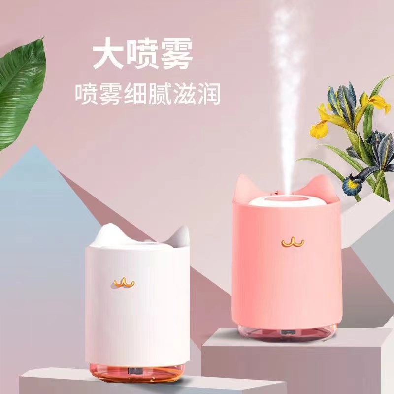 创意猫咪加湿器USB家用桌面静音补水将噪小型加湿器迷你氛围夜灯详情2