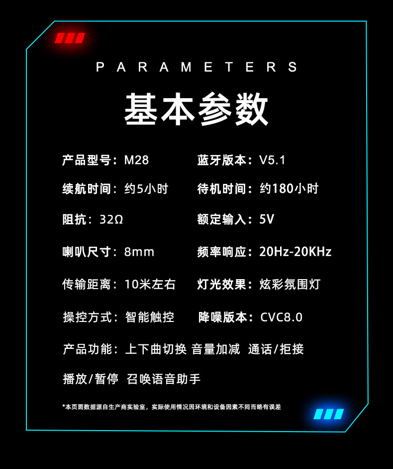 M28蓝牙耳机爆款镜面HiFi环绕立体声0延迟游戏电竞音乐双模式详情18