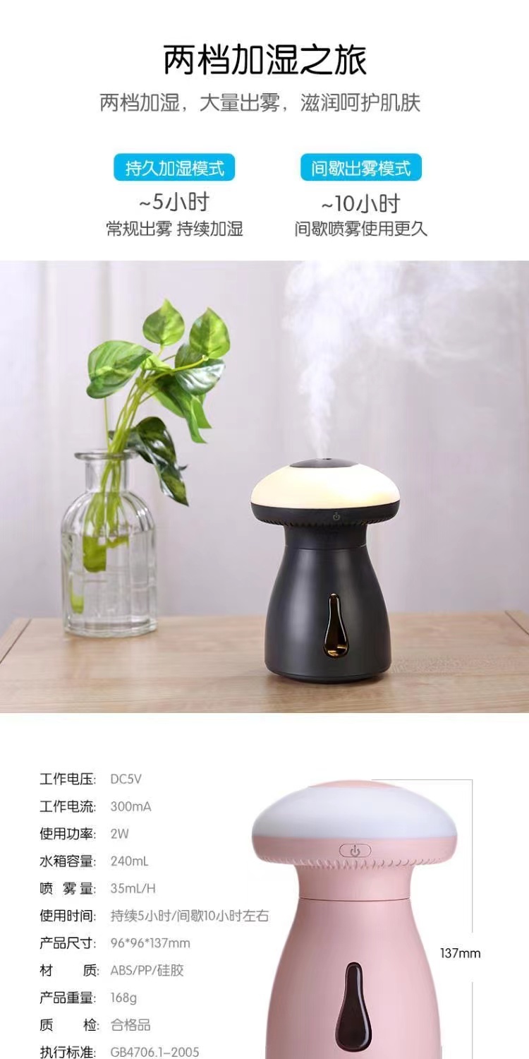 萌菇迷你USB空气加湿器宿舍办公室桌面静音车载小型加湿器详情12