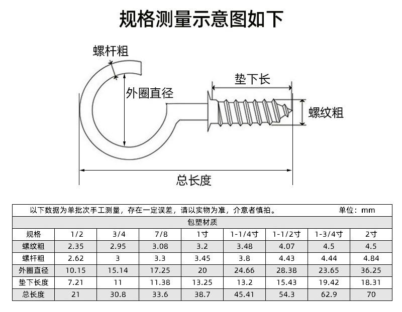 卡卡五金 K2538双泡吸塑卡装浸塑杯钩1寸小卡包装五金螺丝配件详情6
