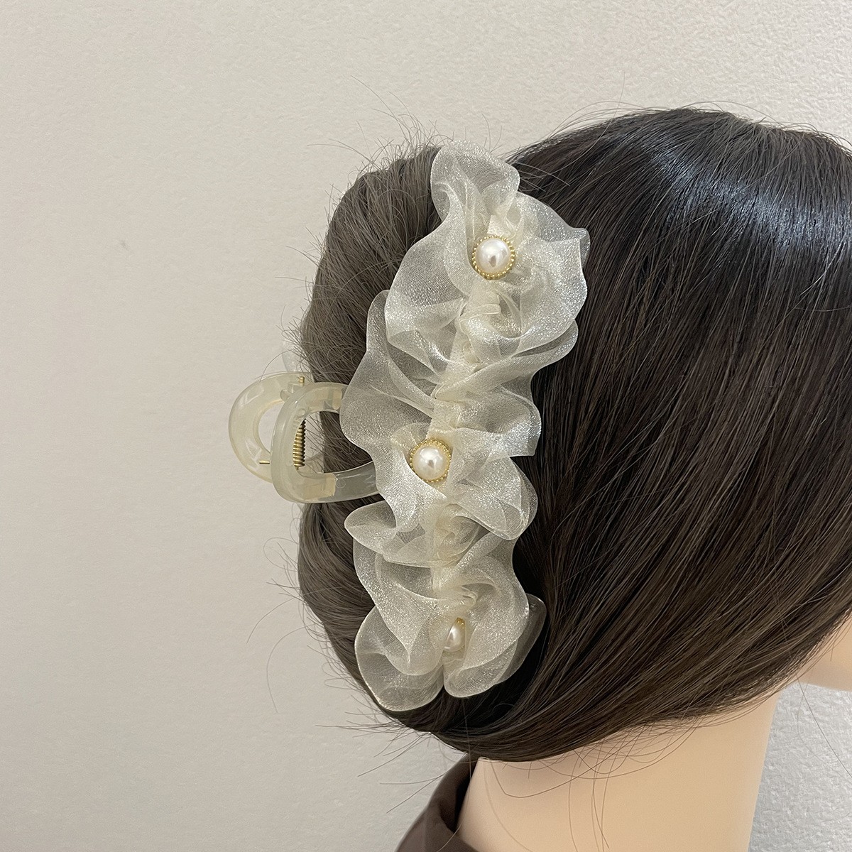 The Amount Of Hair ~ Temperament Super Fairy Summer Net Yarn Hairpin Female Back Head Hairpin Grab Large Shark Clip Advanced Sense details Picture