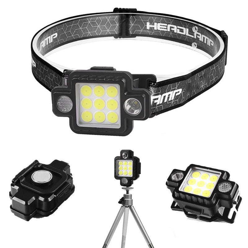 KL-533 headlight (9+2) USB recargable COB headlight luz roja magnética luz azul luz de inundación LED luz de camping al aire libre lámpara de cabeza de luz fuerte lámpara de mina details Picture