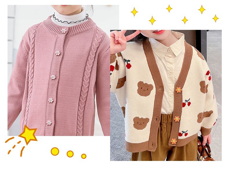 儿童衣服扣子宝宝毛衣开衫上衣卡通可爱彩色笑脸花朵装饰纽扣配件详情6