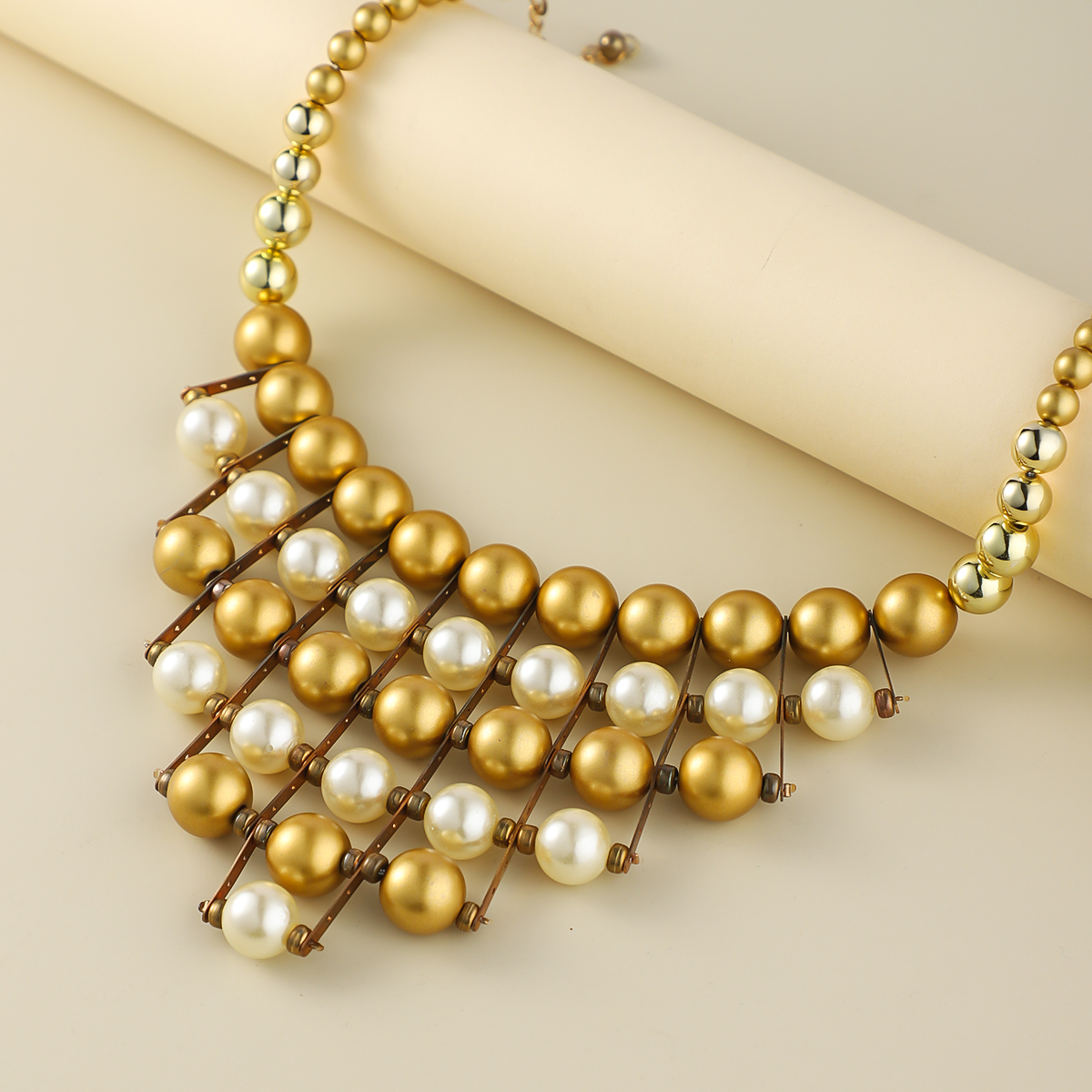 Europe, America and Korea jewelry exaggerated fashion round pearl necklace multi-layer necklace for women