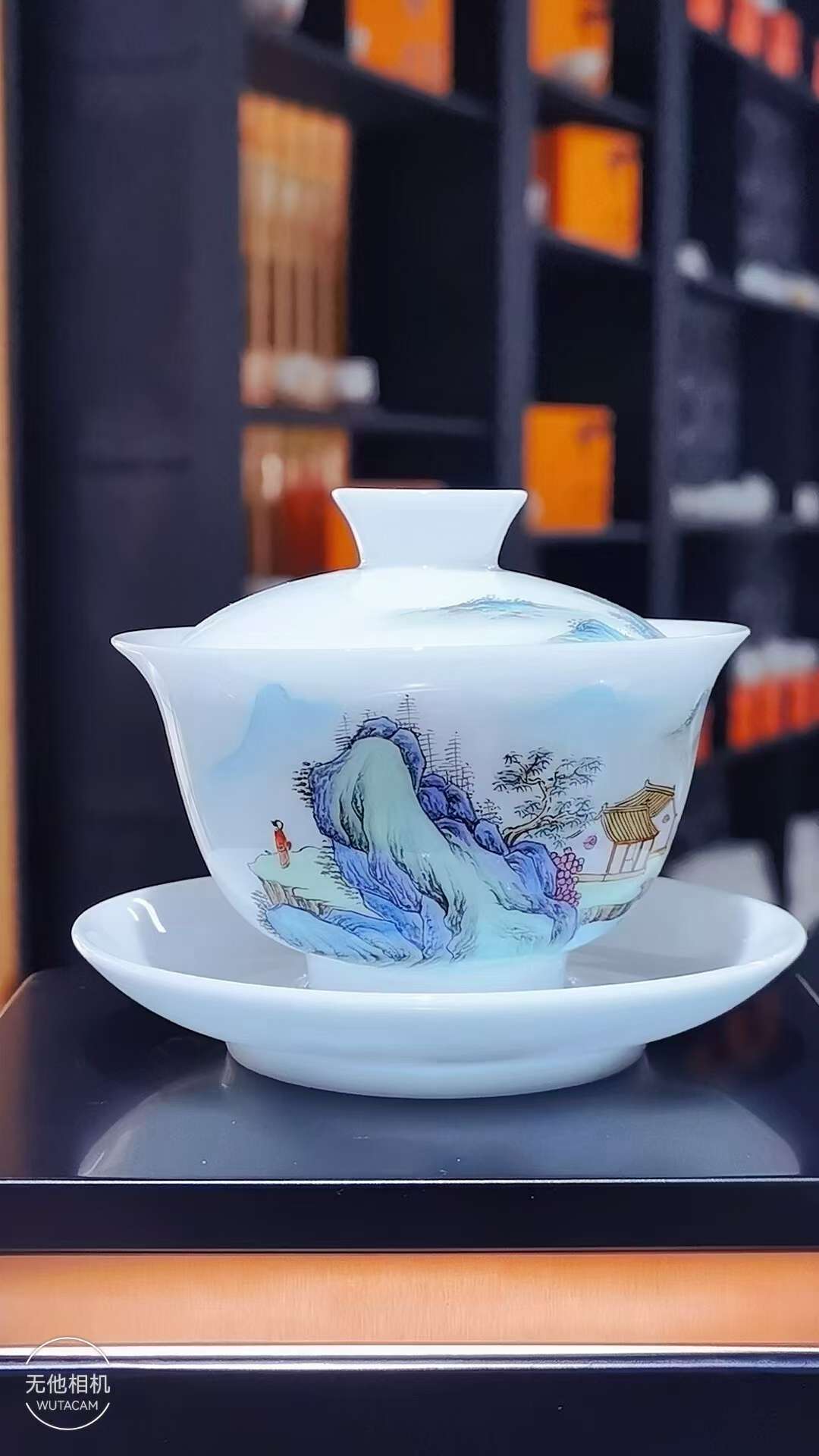 景德镇手绘冰种玉瓷盖碗详情4