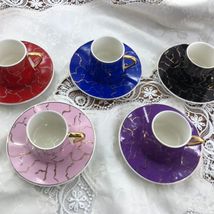 咖啡杯六杯六碟套装6色可选精致高颜值创意陶瓷咖啡杯套装