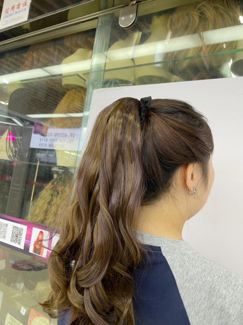 Wig, ponytail wig, female pear blossom long curly hair, wavy tie ponytail, Amazon cross-border hair wigs details Picture