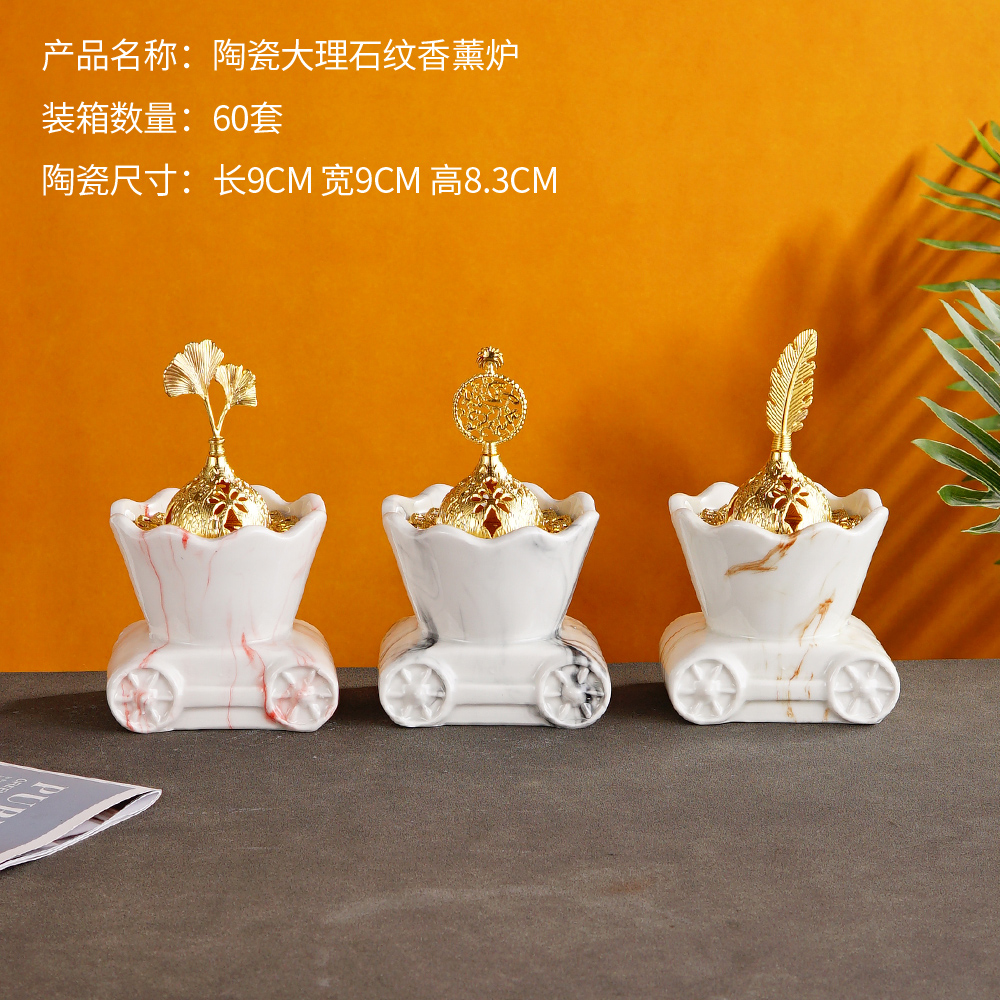 New ceramic electroplated marble incense burner Item Picture