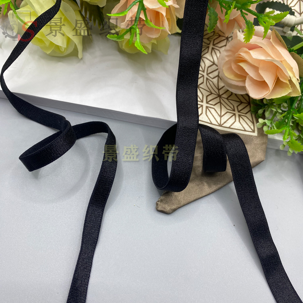 黑白现货 弹力松紧带/内衣吊带 毛底肩带/1.0黑色肩带 /橡根松紧带 服饰辅料/锦纶弹力文胸光带白底实物图