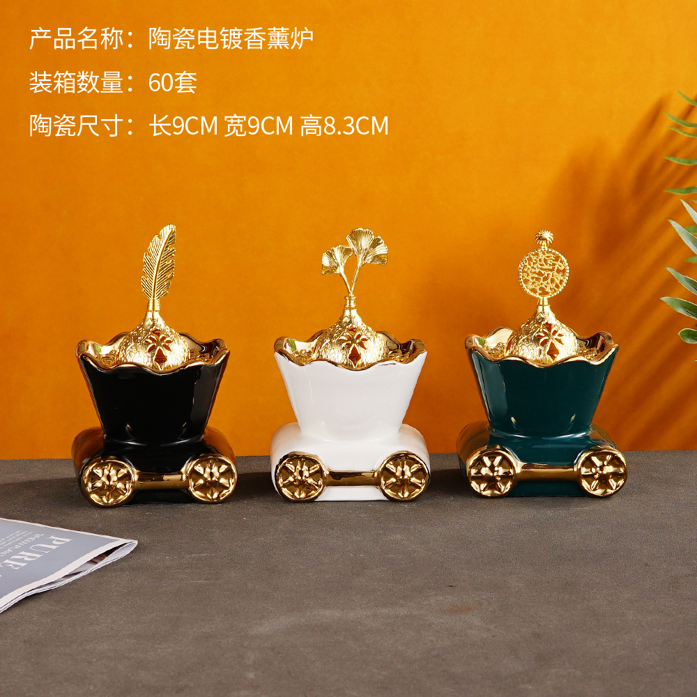 New ceramic electroplated marble incense burner details Picture