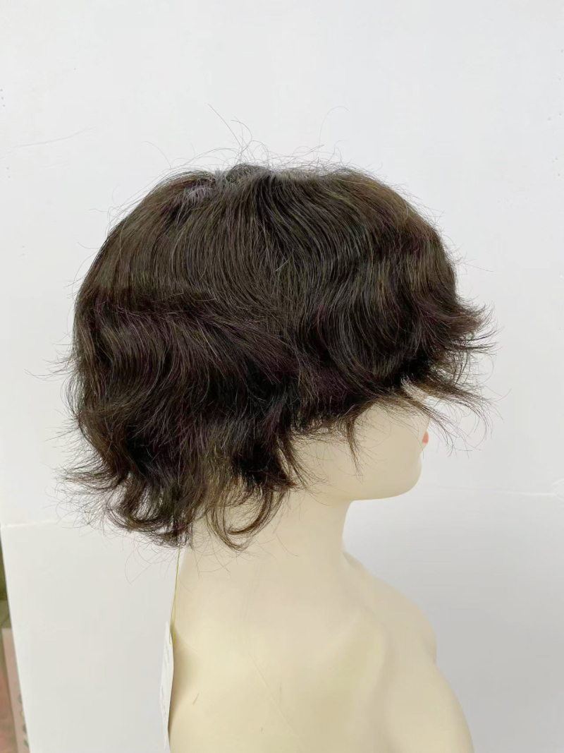 Short blonde wig for middle-aged and elderly people with real human hair Specification image