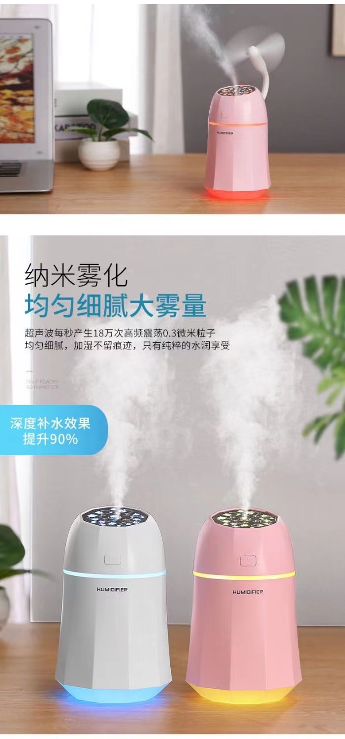 果粉加湿器USB家用办公喷雾加湿器净化器车载空气静音超声波加湿器详情7