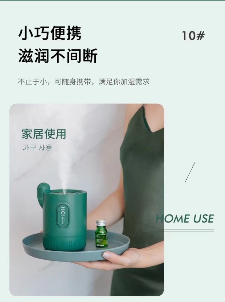 新款仙人掌小型迷你加湿器USB香薰机加湿器夜灯便携式喷雾加湿器详情14