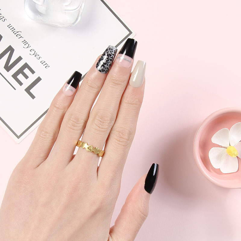 Short ballet nails in an INS style for foreign trade are in stock. They are silver, scallion and black-edged nails Specification image