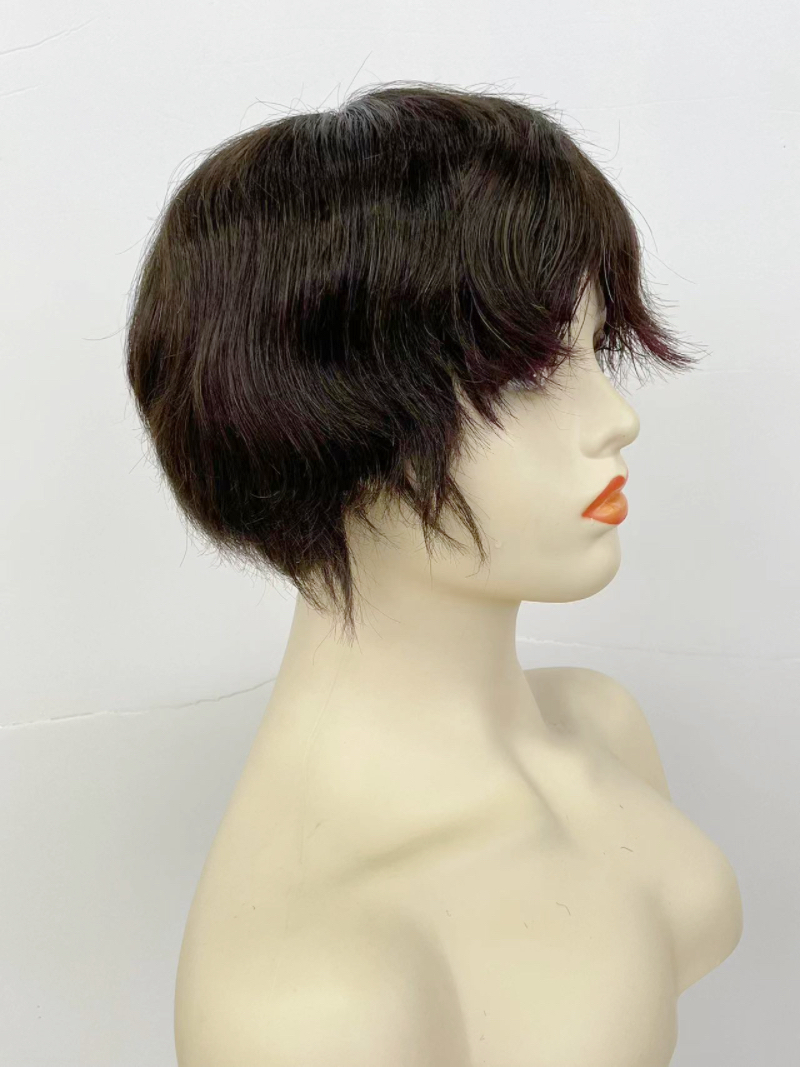 Short female hair, matte synthetic fiber, high-temperature silk, full head cover for middle-aged and elderly people, natural hair, real hair head cover for mothers and women pic 12