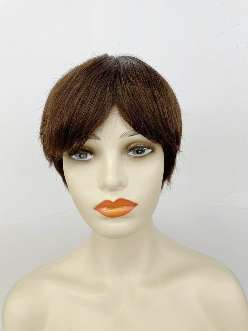 newlook short wig, mom style, real human hair for middle-aged and elderly people