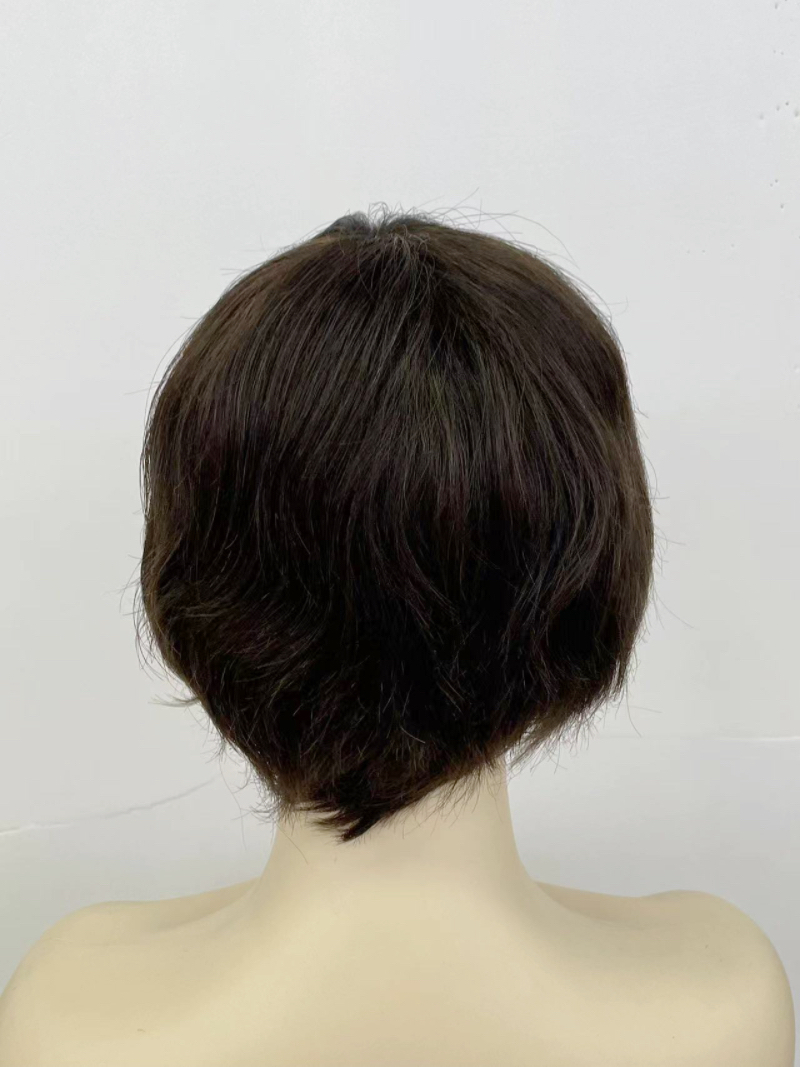 Short female hair, matte synthetic fiber, high-temperature silk, full head cover for middle-aged and elderly people, natural hair, real hair head cover for mothers and women Application Scenario