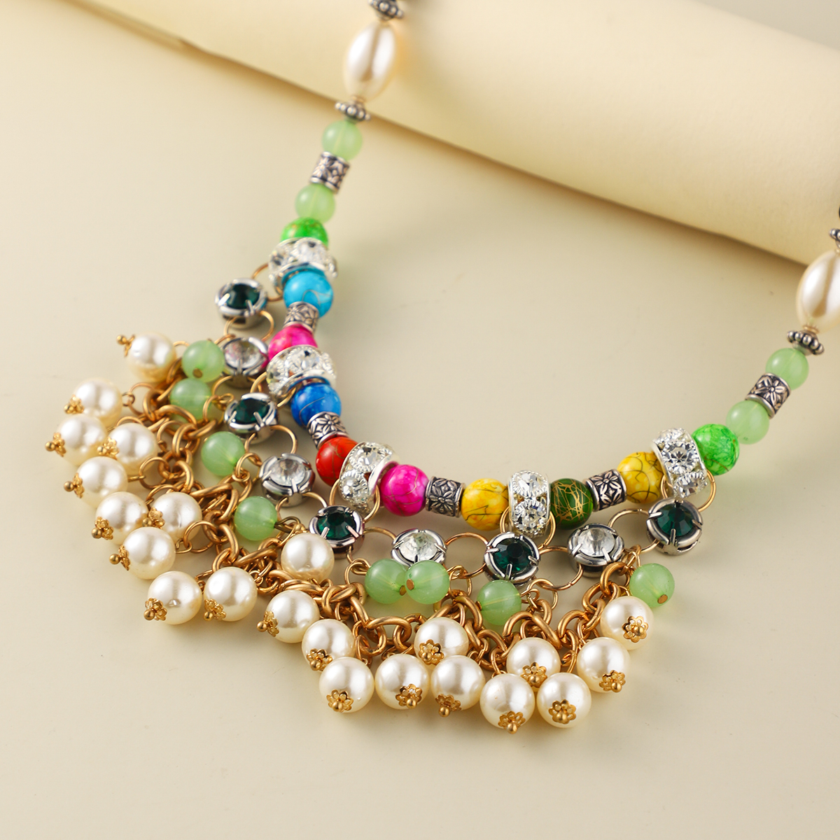 European and American Bohemia foreign trade hot geometric alloy color necklace