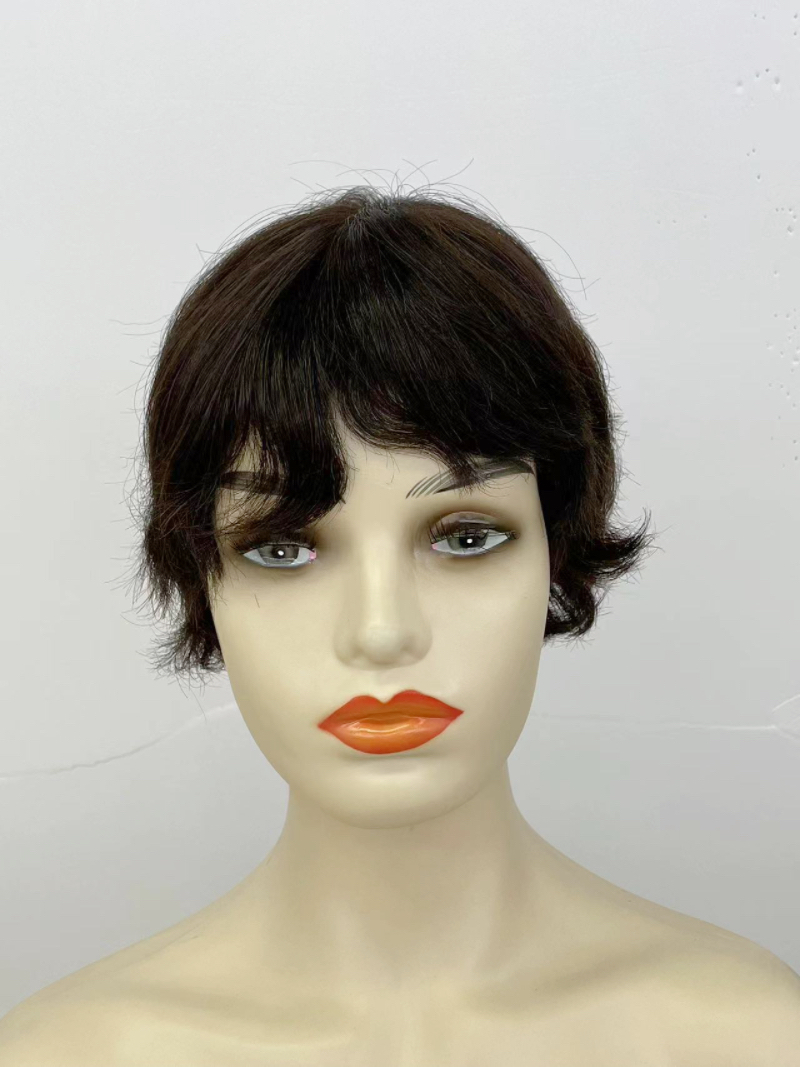 Short female hair, matte synthetic fiber, high-temperature silk, full head cover for middle-aged and elderly people, natural hair, real hair head cover for mothers and women pic 11