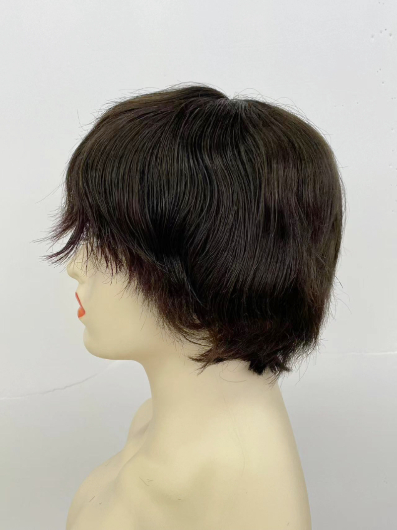 Short female hair, matte synthetic fiber, high-temperature silk, full head cover for middle-aged and elderly people, natural hair, real hair head cover for mothers and women Specification image