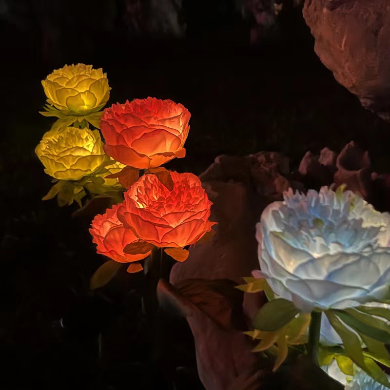 太阳能灯户外防雨/led太阳能芍药花灯/阳台装饰氛围小品灯仿细节图