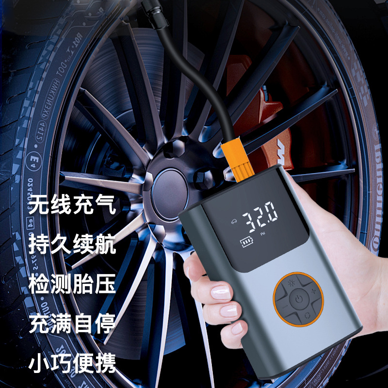 CZK-3695电动打气筒电动充气泵便携式迷你电动自行车轮胎打气筒气泵手持无线充电数显汽车载充气泵详情图3