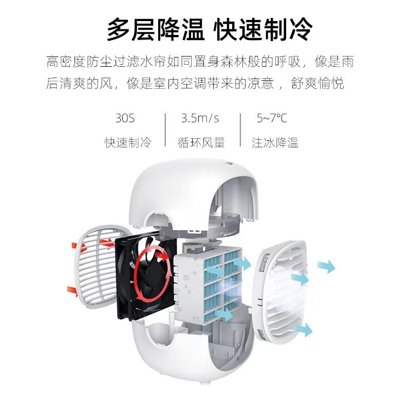 制冷空调扇喷雾风扇学生宿舍小空调可充电静音办公家用小型冷风机详情1