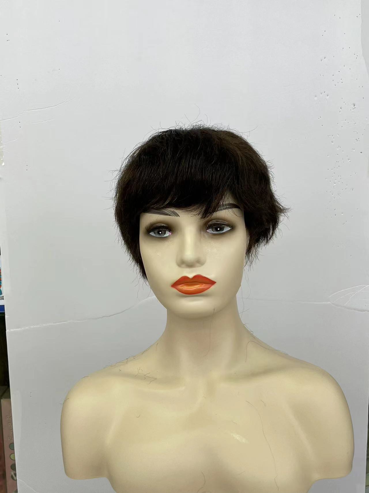 Cross-border European and American women's textured, slightly wavy, short, fluffy and natural hair wig, short hair wig for export hair wigs