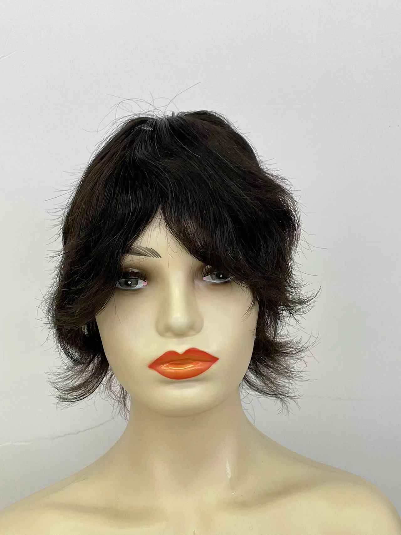 Aliexpress real Hair bestseller Fashionable women's wig short curly hair real hair wig blonde wig