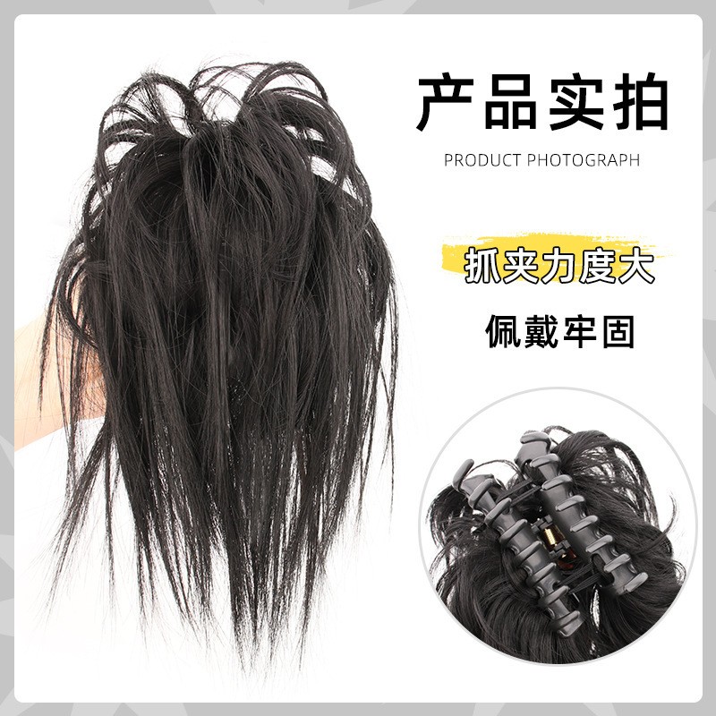 假发鸡窝头抓夹辣妹个性丸子头蓬松凌乱朋克风高温丝发仿假发发圈360 lace wigs vendor详情11