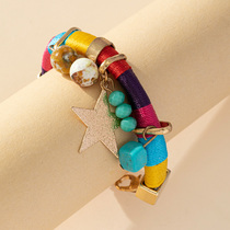 European and American fashion Bohemian color bracelet retro national style hand-woven bracelet