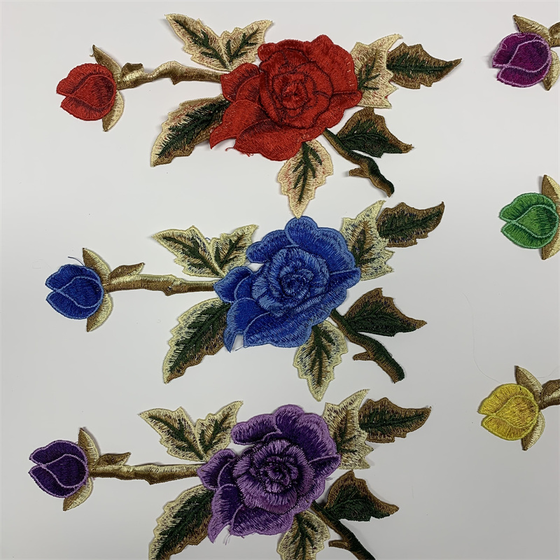Embroidered rose three-dimensional applique fabric for clothing, accessories and accessories Specification image