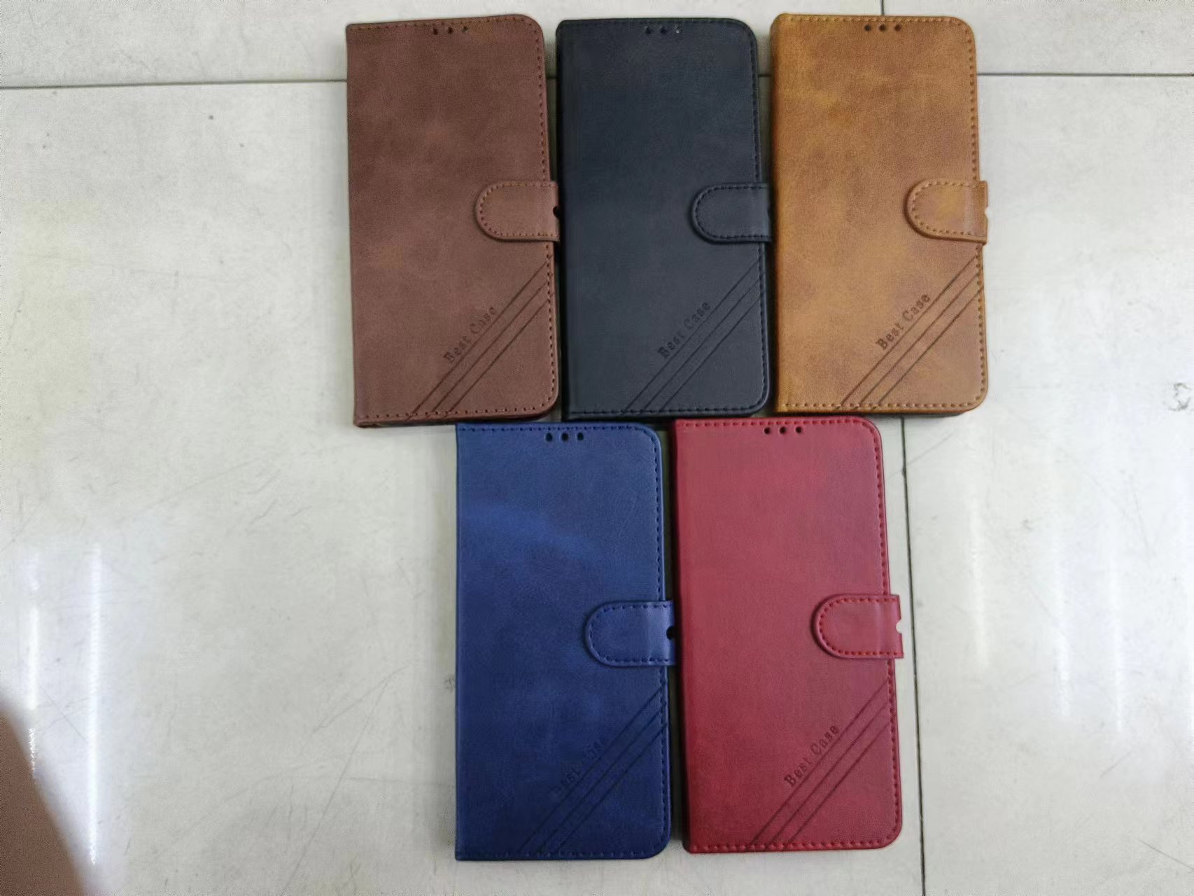 Magnetic snap-flap full-cover leather phone case