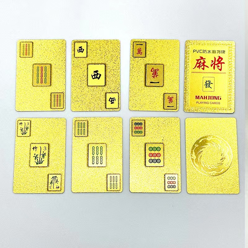Mahjong and playing cards creative new mini gold foil plastic frosted 144 pieces color printed PVC waterproof cards are available in stock from the manufacturer details Picture