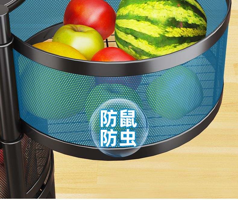 旋转式置物架厨房用品转角架落地多层多功能360度水果蔬菜收纳架详情图11