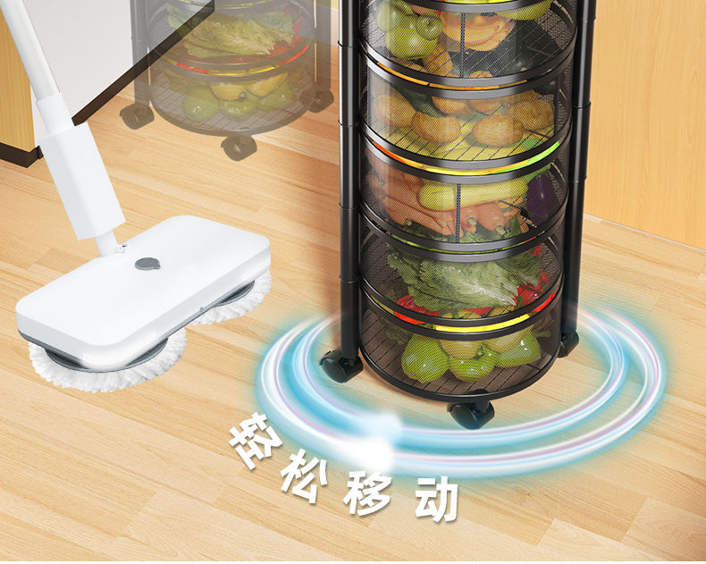 旋转式置物架厨房用品转角架落地多层多功能360度水果蔬菜收纳架详情图9