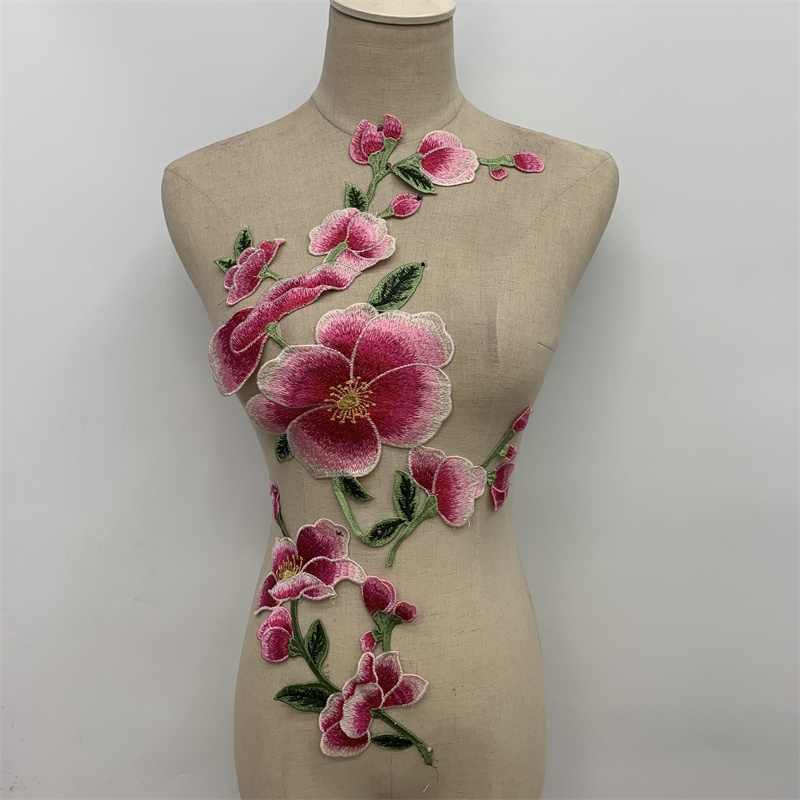 Pink flower fabric applique clothing embroidery accessory applique