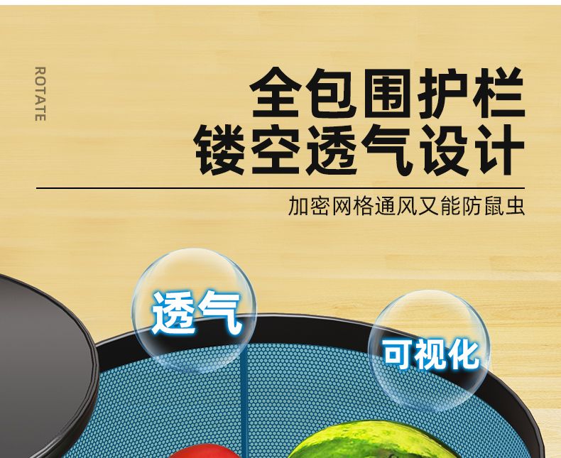 旋转式置物架厨房用品转角架落地多层多功能360度水果蔬菜收纳架详情图10