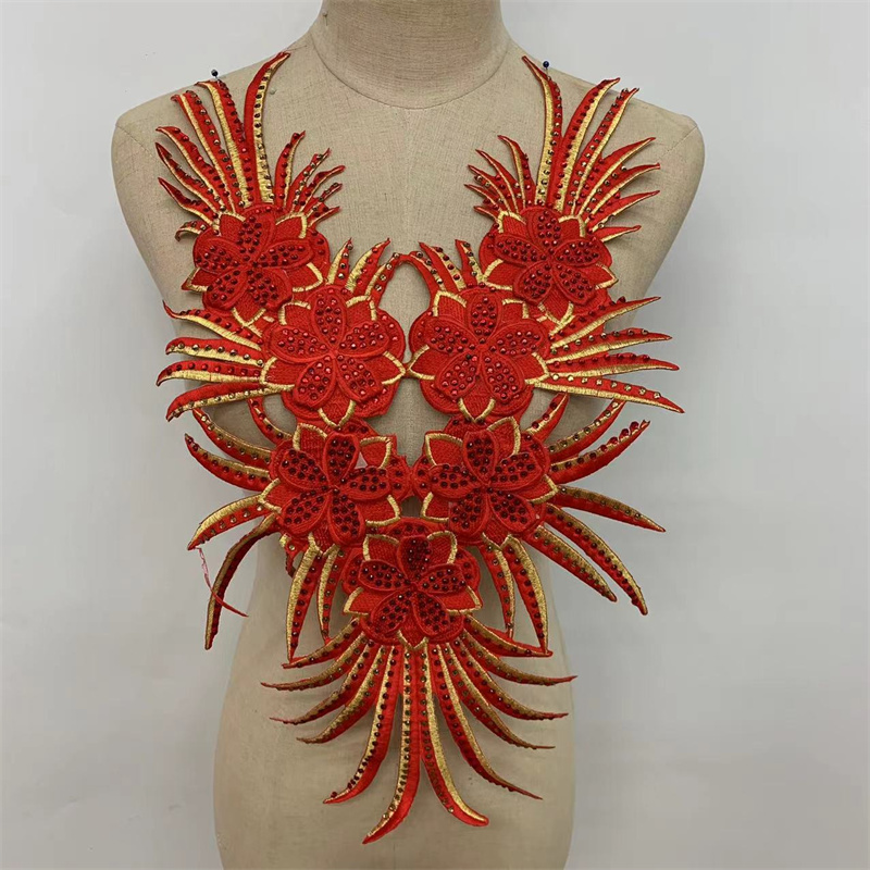 Ironing large embroidered fabric with rhinestones for clothing accessories and lace details Picture